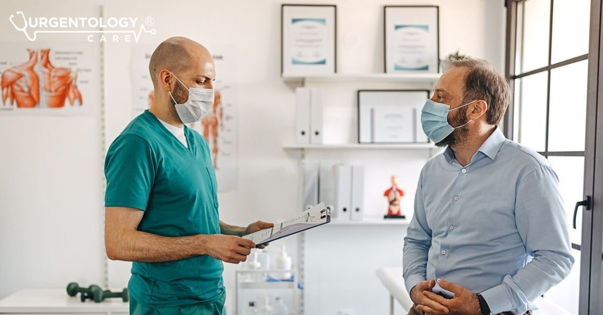 man visiting with doctor