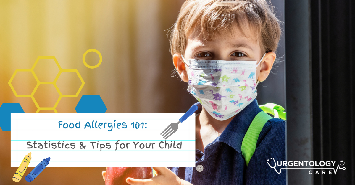 child in mask eating at school